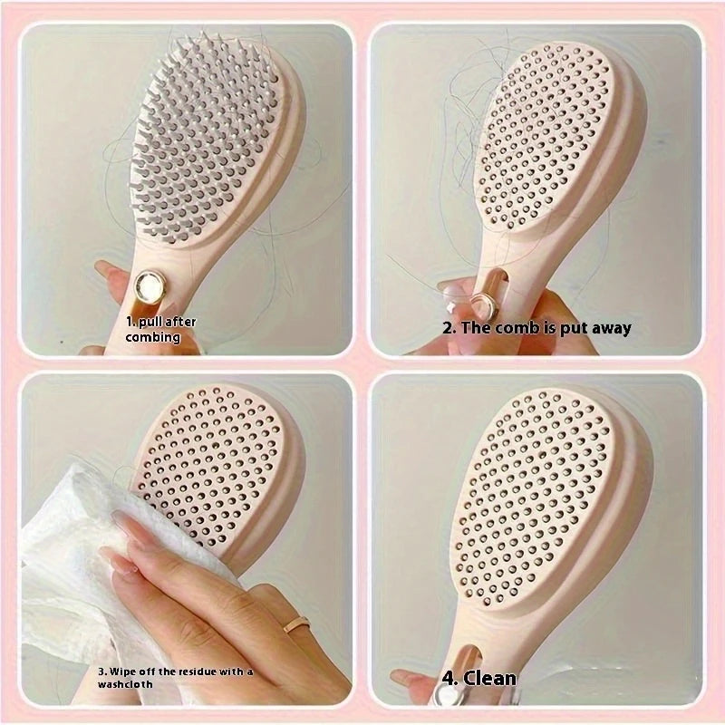 Retractable Self-Cleaning Hair Brush