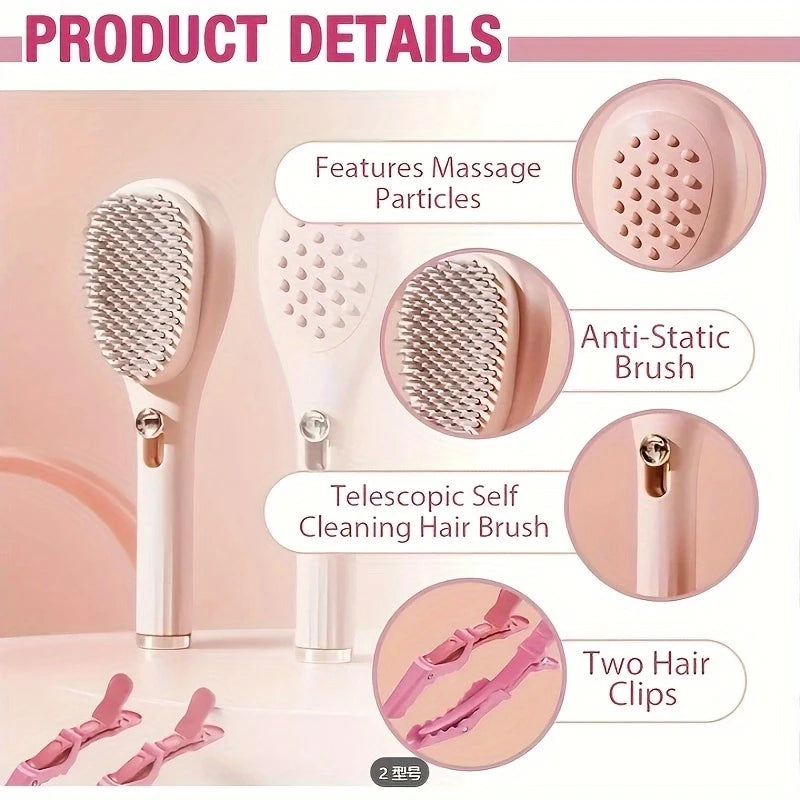 Retractable Self-Cleaning Hair Brush